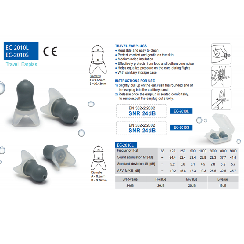 Sportifs nautiques bouchon d'oreille de natation bleu bouchon d'oreille en silicone adultes avec cordon