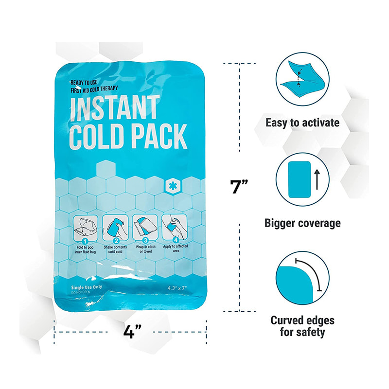 Pack de glace instantané de premiers secours à usage unique d'urgence en cas de gonflement 