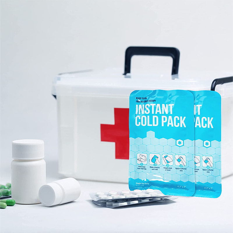 Pack de glace instantané de premiers secours à usage unique d'urgence en cas de gonflement 