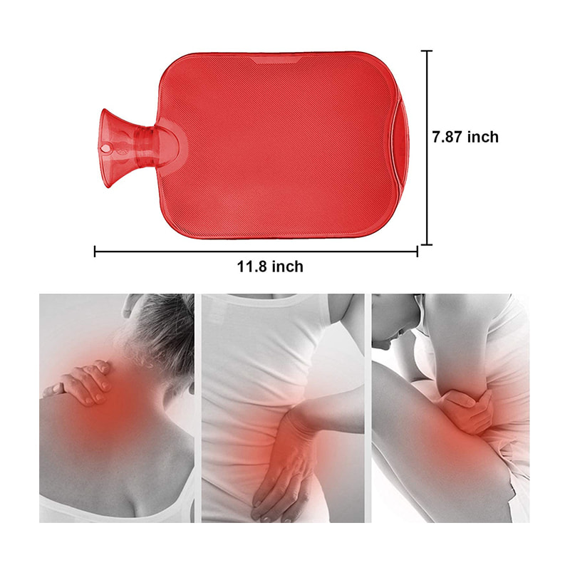 Bouillotte en caoutchouc 2L avec housse tricotée pour soulager la douleur des crampes 