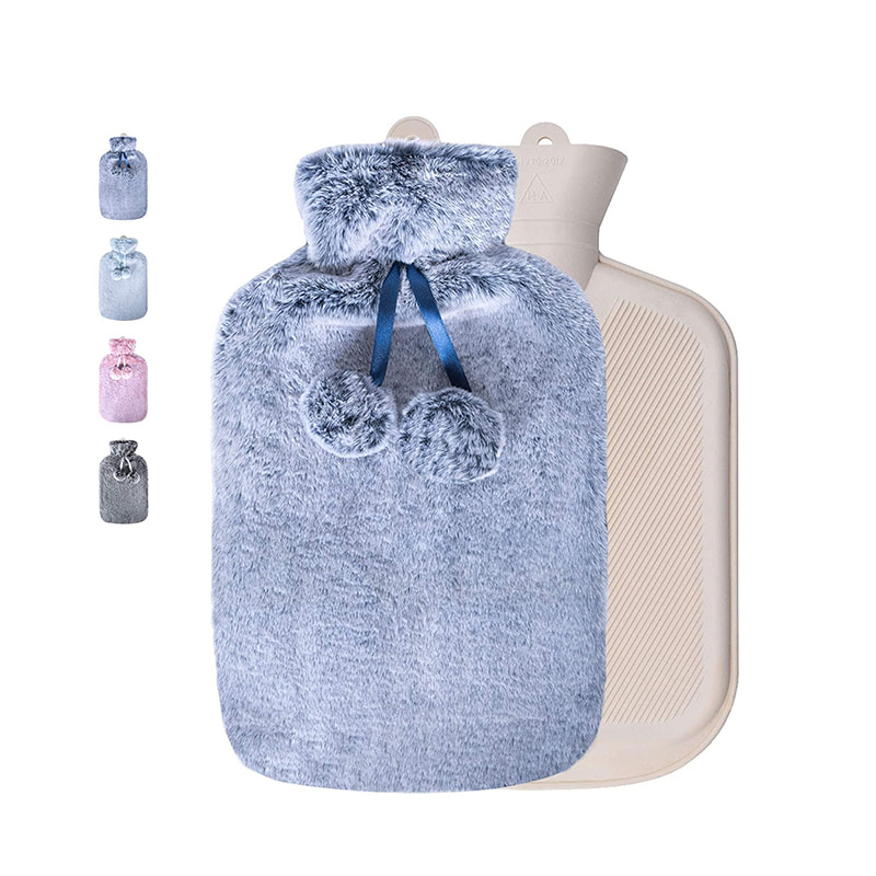 2L Sac d'eau chaude de thérapie en caoutchouc naturel avec couverture souple pour soulager la douleur