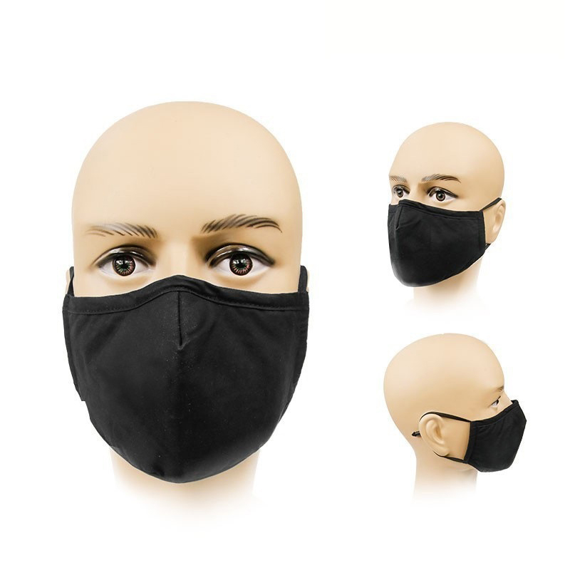 Masque réutilisable en coton noir à 3 couches avec filtres 