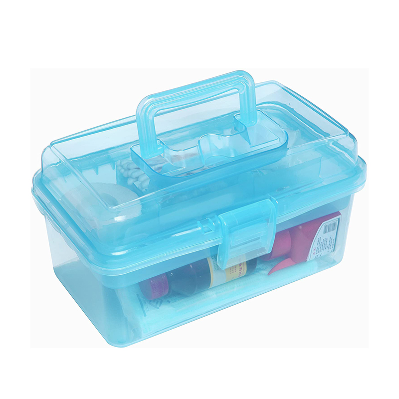 Boîte de premiers secours portable en plastique transparent avec poignée 