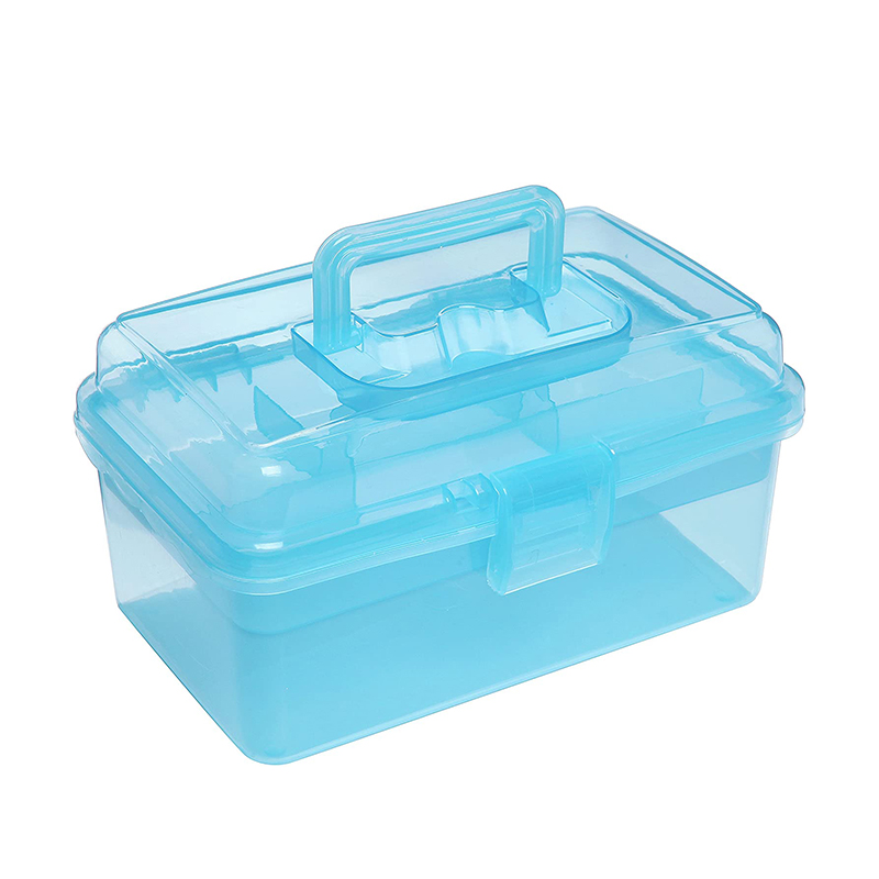 Boîte de premiers secours portable en plastique transparent avec poignée 