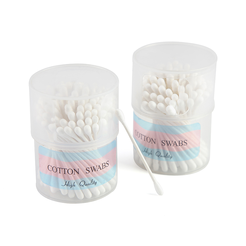 Coton-tige blanc jetable avec boîte en plastique pour le maquillage 