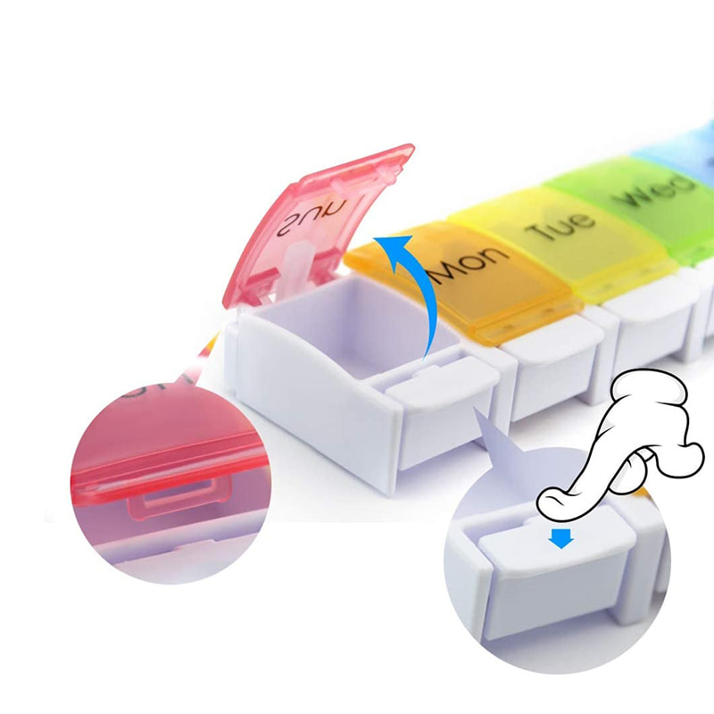 Pilulier hebdomadaire pratique en plastique avec grands compartiments 