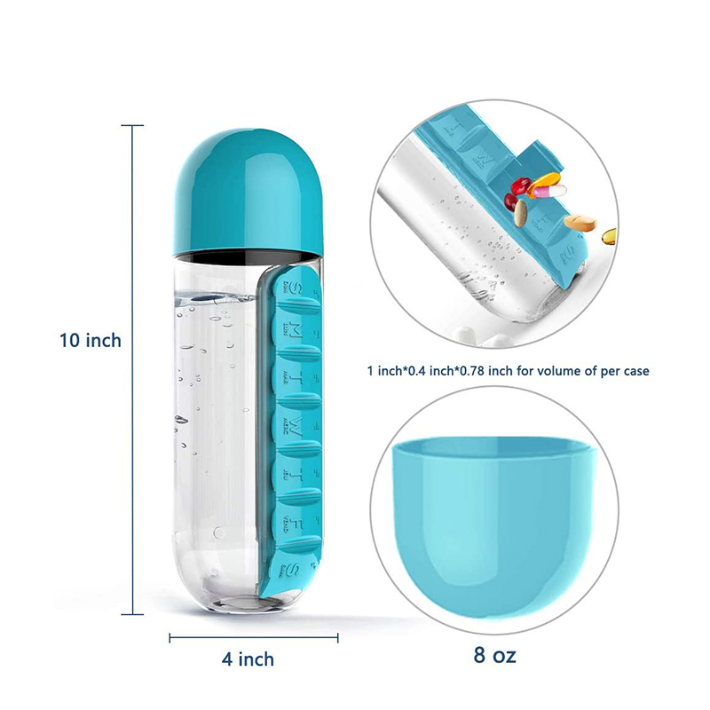 Pilulier hebdomadaire portable d'extérieur, bouteille pour voyage 