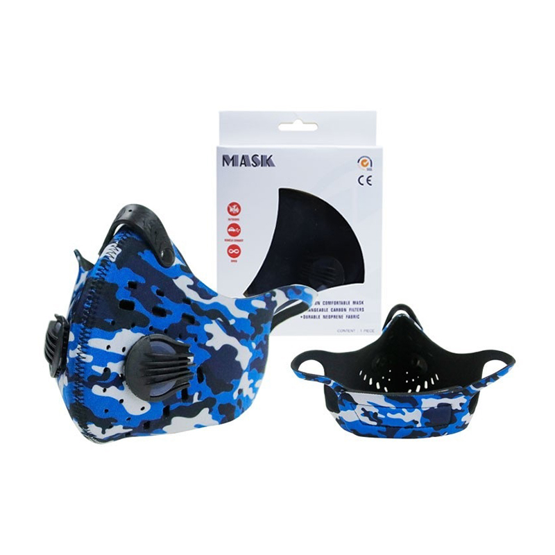 Masque respiratoire camouflage bleu extérieur pour la course à pied 