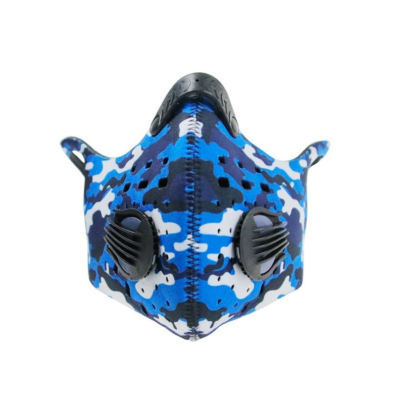 Masque respiratoire camouflage bleu extérieur pour la course à pied 