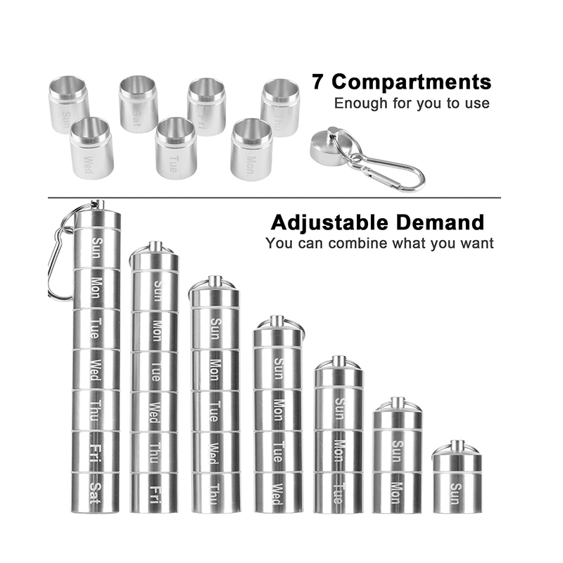 Porte-pilule portable en aluminium et métal étanche 