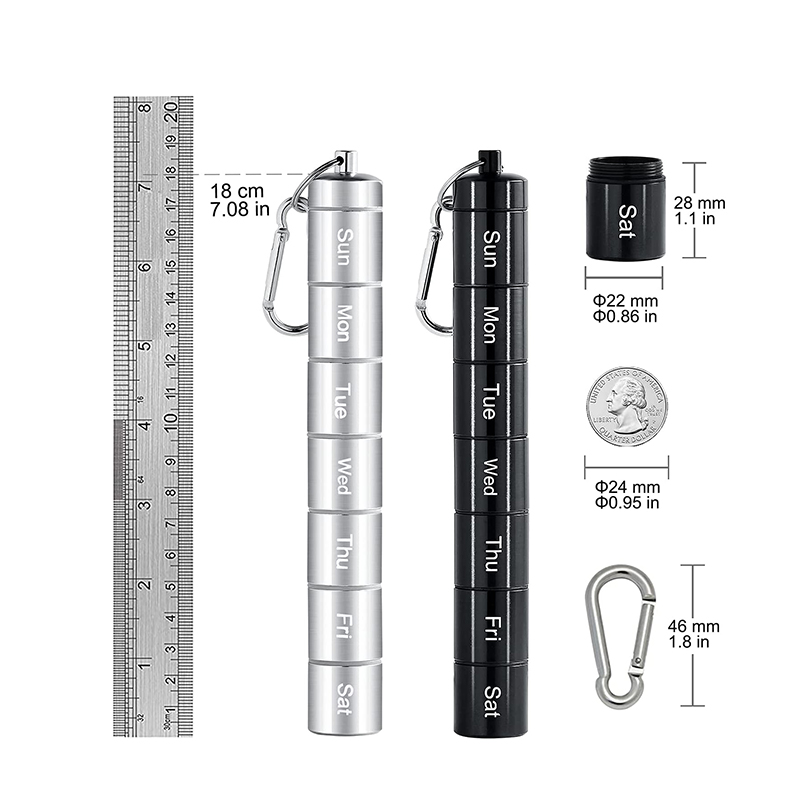 Porte-pilule portable en aluminium et métal étanche 