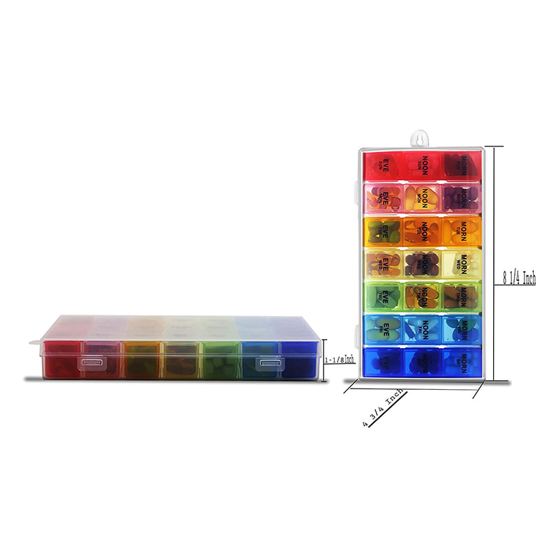 Boîte à comprimés de médicaments hebdomadaire colorée et détachable 