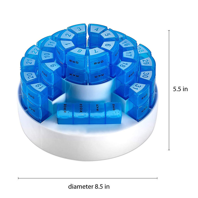 Très grand pilulier mensuel de 31 jours avec coupe-pilule 