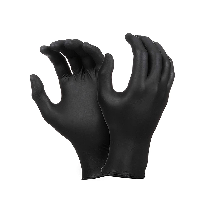 Gants jetables noirs en nitrile d'examen sans latex 