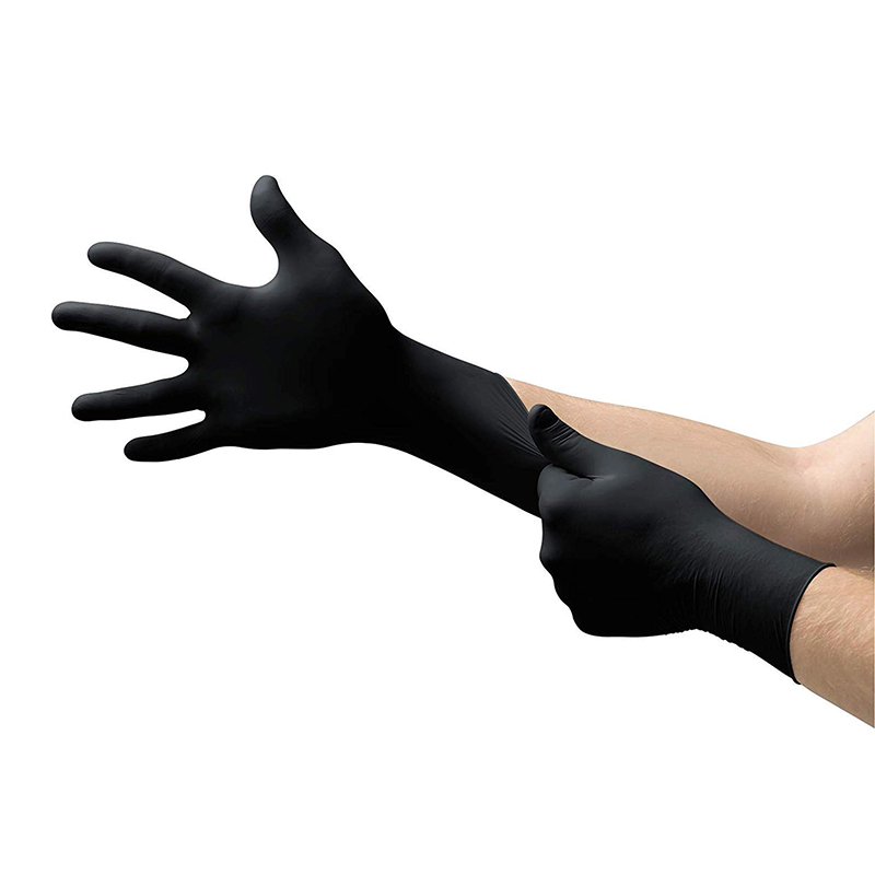 Gants jetables noirs en nitrile d'examen sans latex 